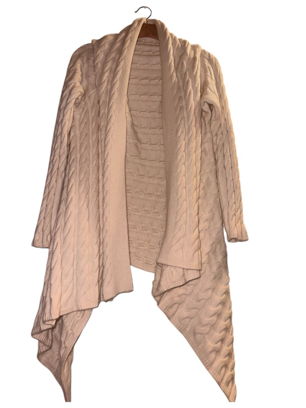 Cable Knit Cotton Blend Shawl Cardigan Sweater Asymmetrical One Size Med to 2x - Picture 9 of 16
